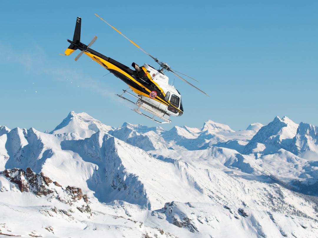 Heli over the mountains