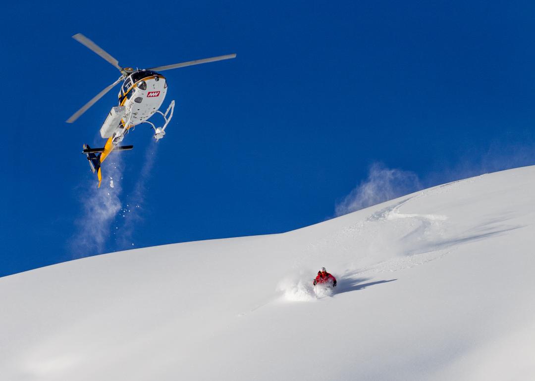 Skier with helicopter